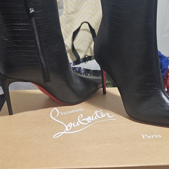 Christian Louboutin Shoes - Christian Louboutin Black Heeled Boots with Red Soles